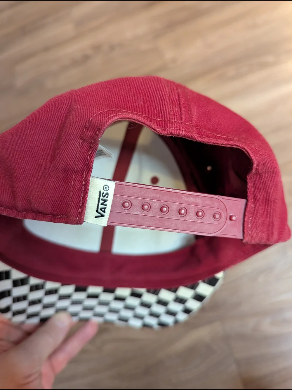 Vans Maroon Hat with Black and White Checkerboard Brim